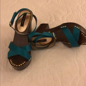 Nina Ankle Strap Heel with Brass Nail Head detail